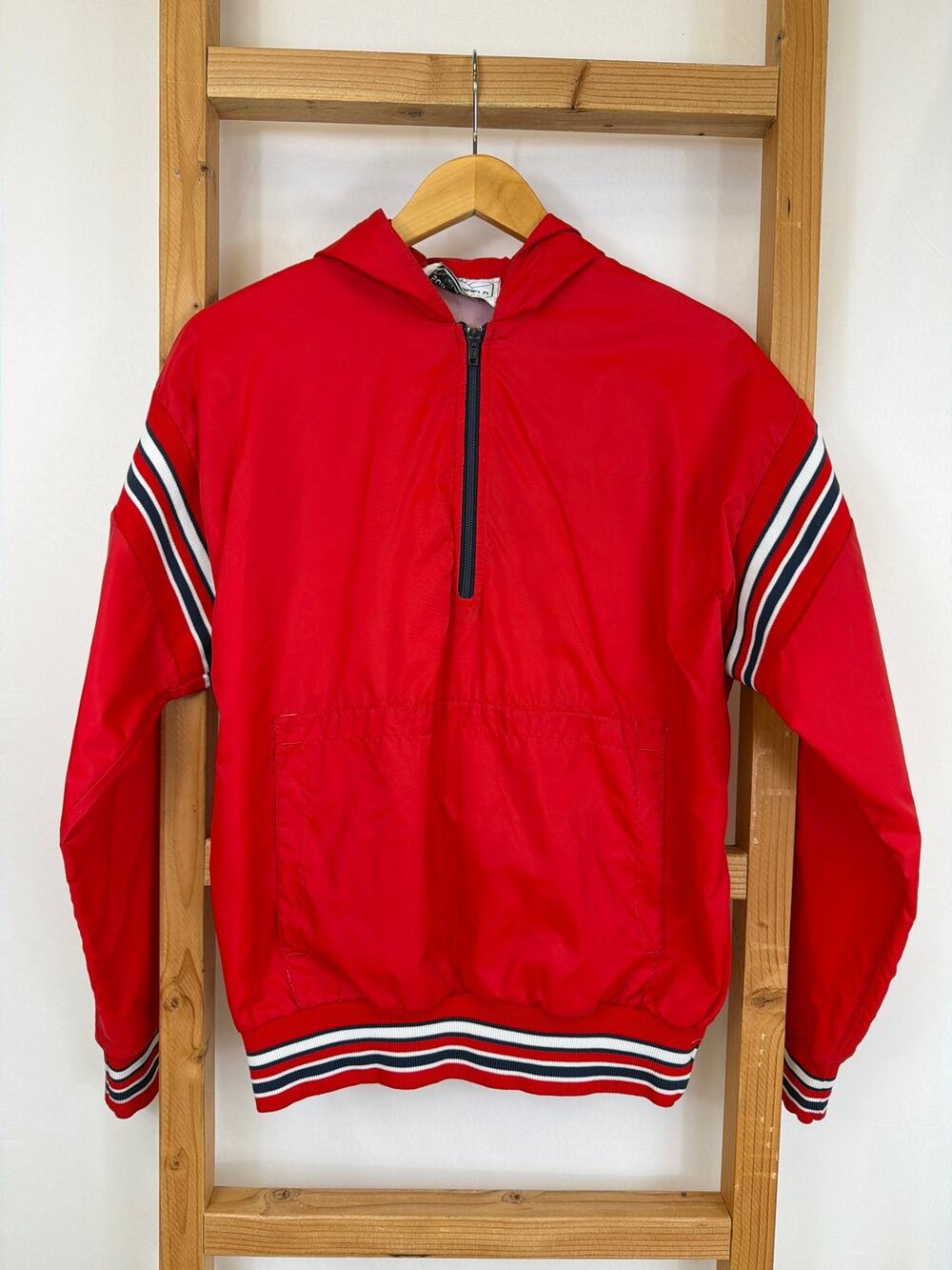 Vintage Sommerfield Portland Oregon Red Hooded Half-Zip Windbreaker Small